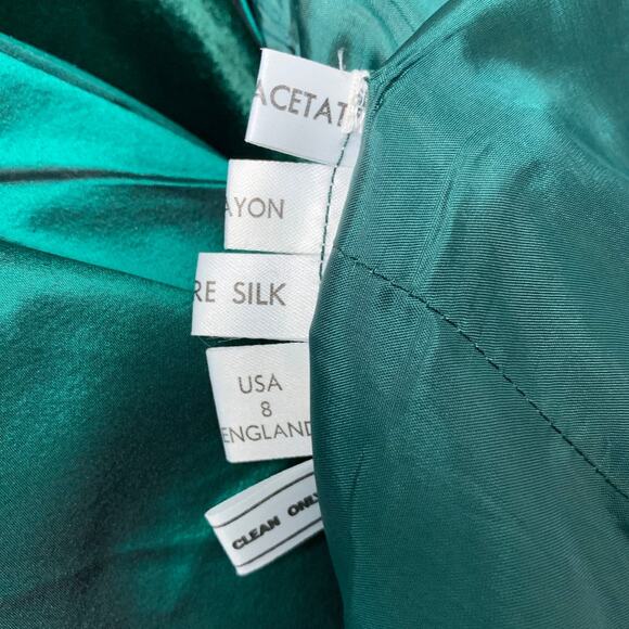 BELLVILLE SASSOON Size 8 Green Taffeta Ruched Cap Sleeves Long Gown - Picture 6 of 6